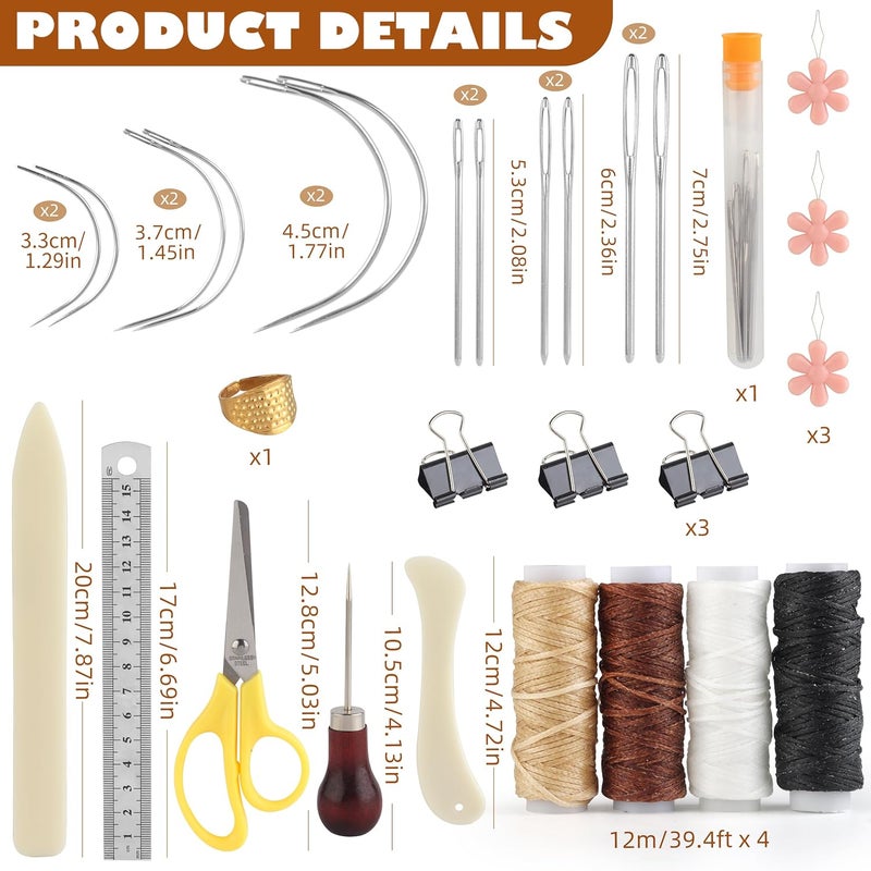 HEJIN Book Binding Materials, Book Binding Tools with Plastic Bone Folder, Waxed Thread, Bookbinding Kits for Beginners, Bookbinding Supplies - Image 2